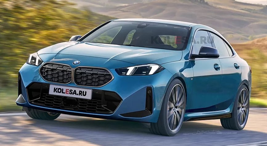 BMW 2 Series Gran Coupe 2024 года показан на рендере